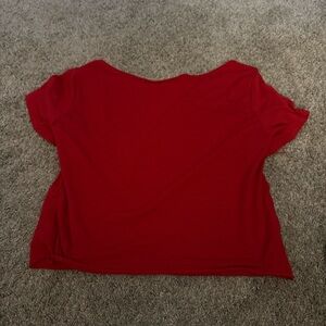 SHEIN Red Crop Relaxed Short Sleeve T-Shirt